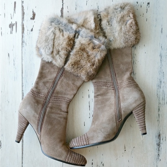 Vintage Sarah Jayne suede and fur heeled boots size 8, excellent condition - Picture 4 of 5